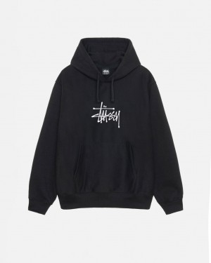 Stussy Basic Applique Hoodie - Unisex Hoodies Sort | SDKVO22607