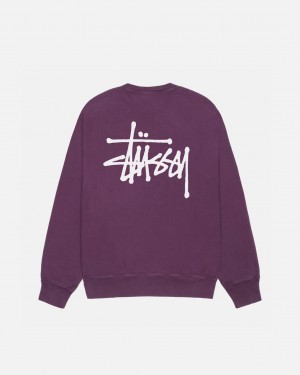 Stussy Basic Stussy Crew Pigment Dyed - Unisex Hoodies Lilla | DKEAH19031