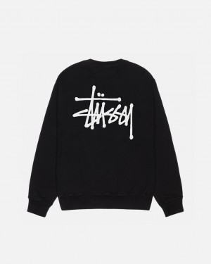 Stussy Basic Stussy Crew Pigment Dyed - Unisex Hoodies Sort | DKJKU80164