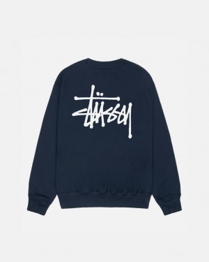 Stussy Basic Stussy Crew - Unisex Hoodies Mørkeblå | DKZPD52534