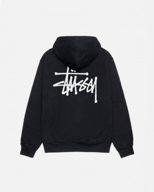 Stussy Basic Stussy Hoodie Pigment Dyed - Unisex Hoodies Sort | DKXMI43911