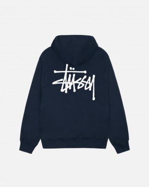 Stussy Basic Stussy Hoodie - Unisex Hoodies Mørkeblå | QDKWA26177