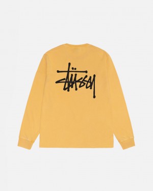 Stussy Basic Stussy LS Tee Pigment Dyed - Unisex Longsleeve Orange | UDKTG84087