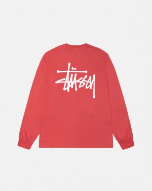 Stussy Basic Stussy LS Tee - Unisex Longsleeve Rød | DKJBT60257