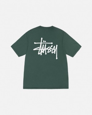 Stussy Basic Stussy Tee Pigment Dyed - Unisex Shortsleeve Grøn | YDKVQ62149