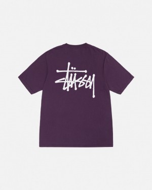 Stussy Basic Stussy Tee Pigment Dyed - Unisex Shortsleeve Lilla | SDKNY98609