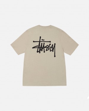 Stussy Basic Stussy Tee - Mens Kort Sleeve T-Shirt Khaki | YDKVQ80416