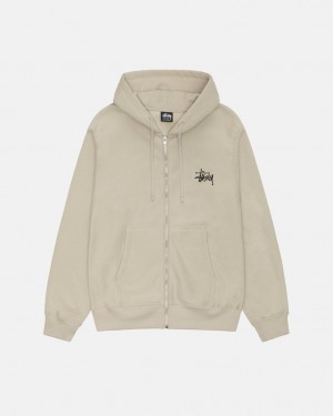 Stussy Basic Stussy Zip Hoodie - Unisex Hoodies Khaki | DKJKU78352