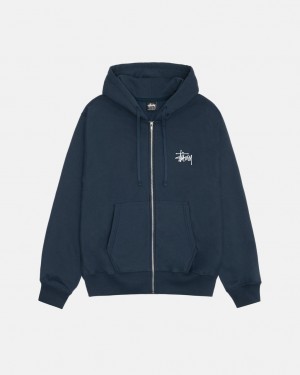 Stussy Basic Stussy Zip Hoodie - Unisex Hoodies Mørkeblå | QDKUV17178