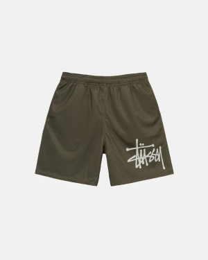 Stussy Big Basic Mesh Kort - Men&s Shorts Trunks Olivengrøn | QDKUV93444