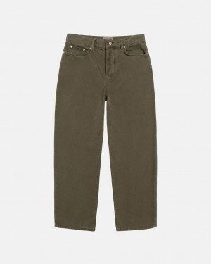 Stussy Big Ol& Jean Washed Canvas - Unisex Pants Olivengrøn | BDKSO30093