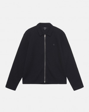 Stussy Big Thermal Zip Shirt - Unisex Tops Shirts Sort | LDKSX69753