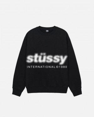 Stussy Blur Crew - Unisex Hoodies Sort | DKIIZ46284