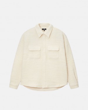 Stussy Boucle Uld Cpo Shirt - Unisex Tops Shirts Beige | DKQCS14473