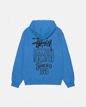 Stussy Built Tough Hoodie Pigment Dyed - Unisex Hoodies Blå | XDKGW51368