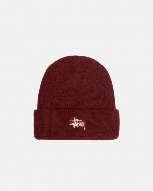 Stussy Cuff Beanie Basic - Unisex Mørkerød | DKDFL15151