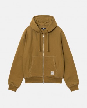 Stussy Double Face Label Zip Hoodie - Unisex Hoodies Olivengrøn | MDKFT75967