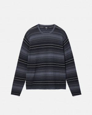 Stussy Horizontal Stripe Sweater - Unisex Sweaters Grå | FDKUI99508