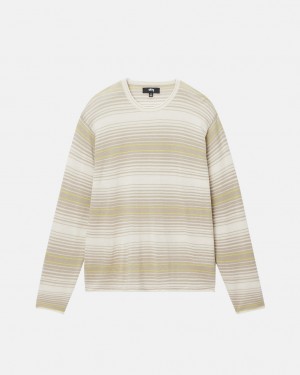 Stussy Horizontal Stripe Sweater - Unisex Sweaters Knits Beige | SDKVO45340