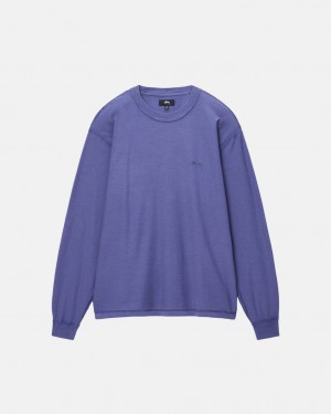 Stussy Lazy LS Tee - Unisex Longsleeve Dyb Blå | YDKGT74412