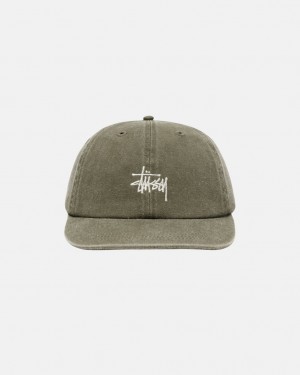 Stussy Low Pro Basic Washed Strapback - Unisex Olivengrøn | XDKGW39375