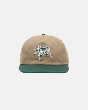 Stussy Mid-Depth Basic Star Strapback - Unisex Khaki | EDKHC27398