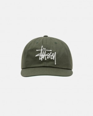 Stussy Mid-Depth Basic Strapback - Unisex Olivengrøn | DKICD62127