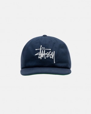 Stussy Mid-Depth Basic Strapback - Unisex Mørkeblå | DKXMI29219