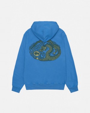 Stussy Mosaic Dragon Hoodie Pigment Dyed - Unisex Hoodies Blå | MDKFT21441