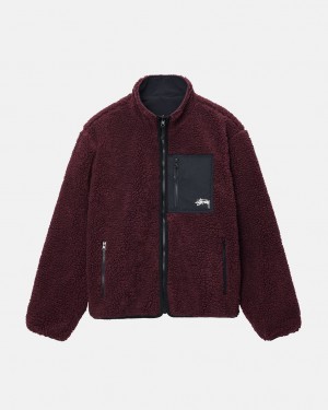 Stussy Sherpa Reversible Jacket - Unisex Jackets Bordeaux | QDKUV14621