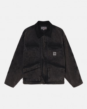 Stussy Shop Jacket Washed Canvas - Unisex Jackets Sort | DKCIF96899