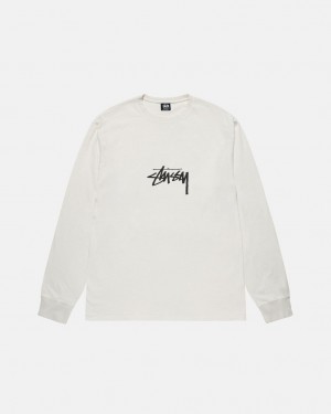 Stussy Small Stock LS Tee Pigment Dyed - Unisex Longsleeve Beige | XDKBH25166