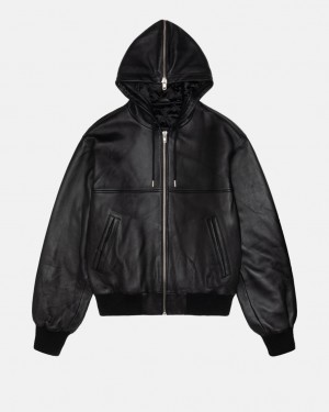 Stussy Ss Link Læder Bomber - Unisex Jackets Sort | DKQCS90655