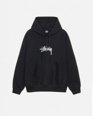 Stussy Stock Logo Applique Hoodie - Unisex Hoodies Sort | EDKHC48461