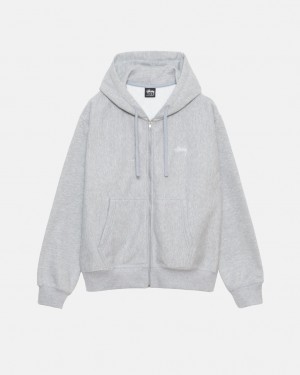 Stussy Stock Logo Zip Hoodie - Unisex Hoodies Grå | DKNZX93529