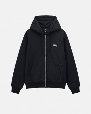 Stussy Stock Logo Zip Hoodie - Unisex Hoodies Sort | MDKFT94204