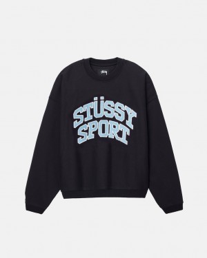 Stussy Stüssy Sports Relaxed Oversized Crew - Unisex Hoodies Sweatshirts Sort | DDKVO78576