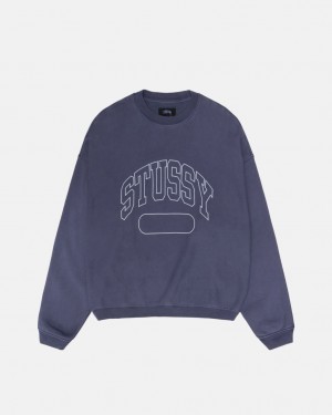 Stussy Varsity Oversized Crew - Unisex Hoodies Blå | UDKND80929