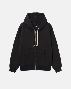 Stussy Vertical Quiltet Zip Hoodie - Unisex Hoodies Sort | DKDYB38395