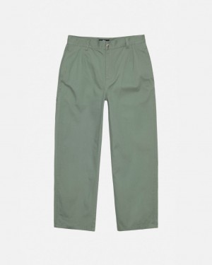 Stussy Workgear Trouser Twill - Unisex Pants Grøn | DKZDE14309