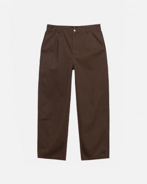 Stussy Workgear Trouser Twill - Unisex Pants Brune | DKZDE72514