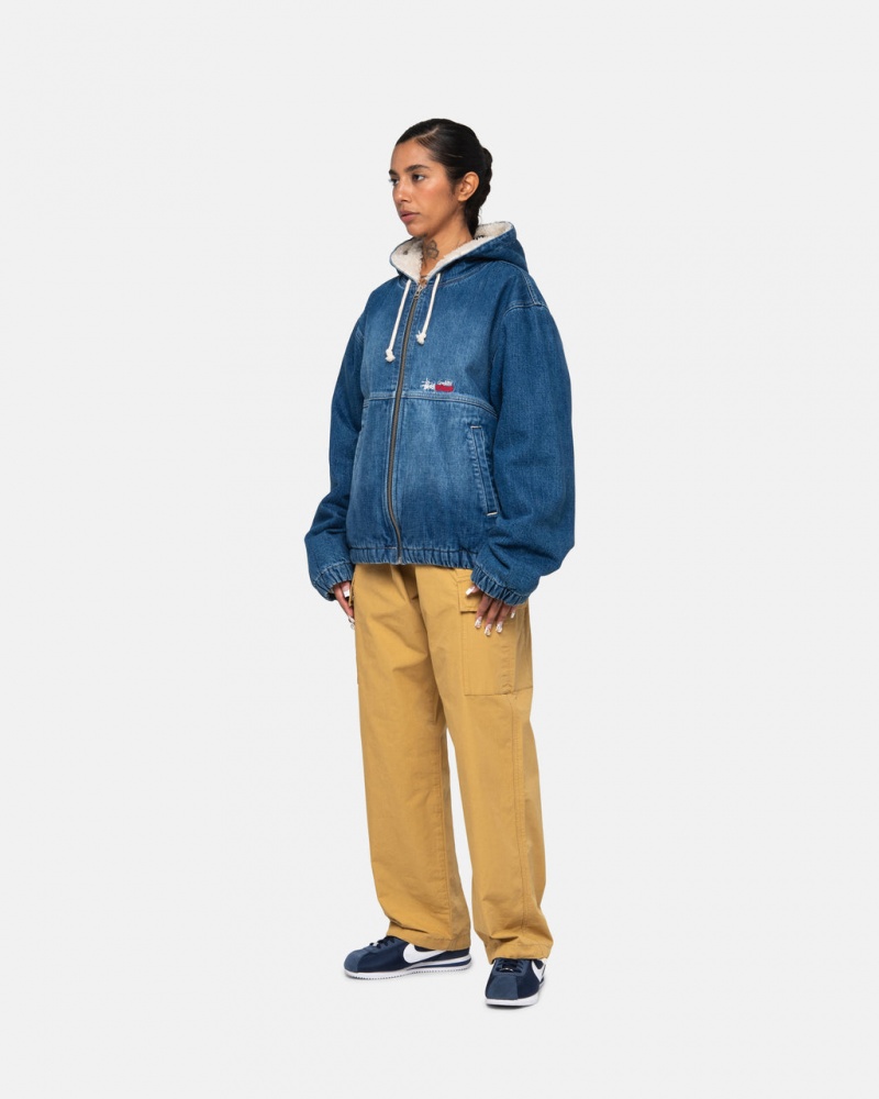 Stussy Arbejds Jacket Denim Sherpa - Unisex Jackets Blå | DDKVO24340