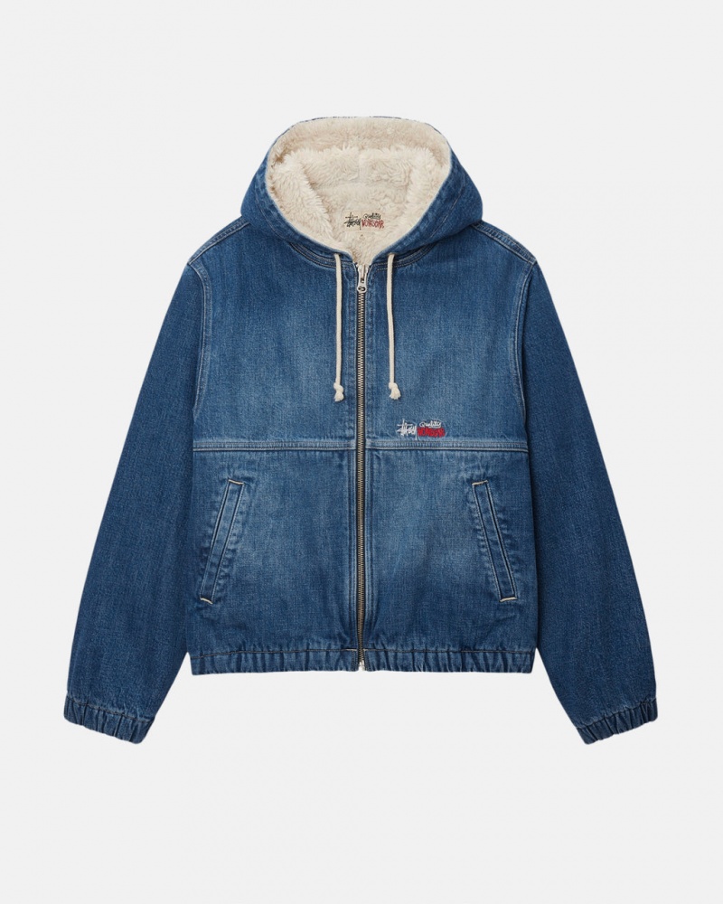 Stussy Arbejds Jacket Denim Sherpa - Unisex Jackets Blå | DDKVO24340