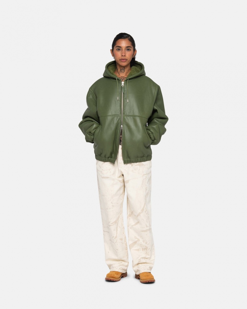 Stussy Arbejds Jacket Shearling - Unisex Jackets Grøn | DKQCS16650