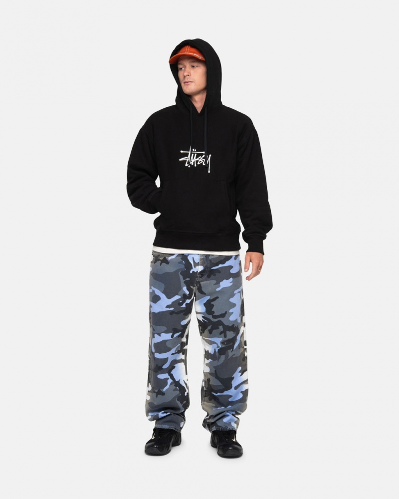 Stussy Basic Applique Hoodie - Unisex Hoodies Sort | SDKVO22607