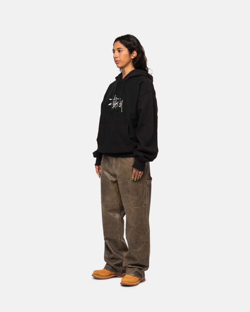 Stussy Basic Applique Hoodie - Unisex Hoodies Sort | SDKVO22607