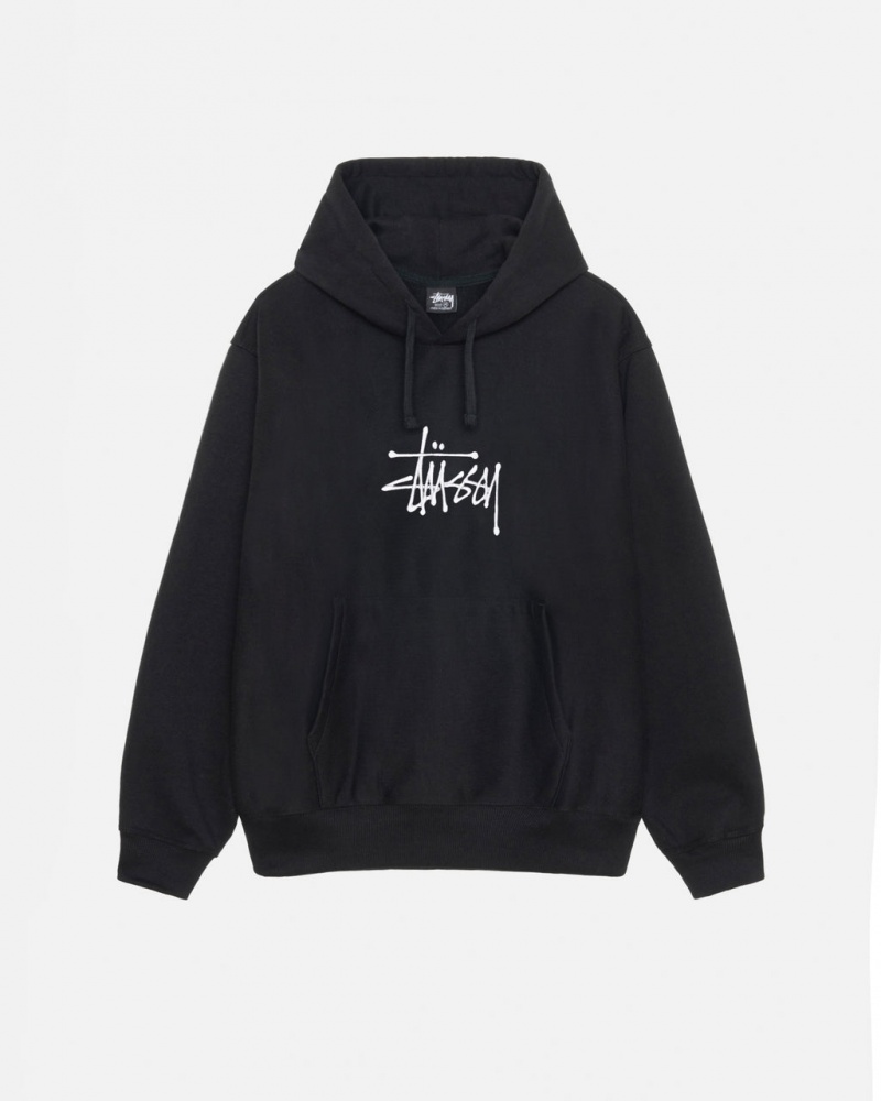 Stussy Basic Applique Hoodie - Unisex Hoodies Sort | SDKVO22607