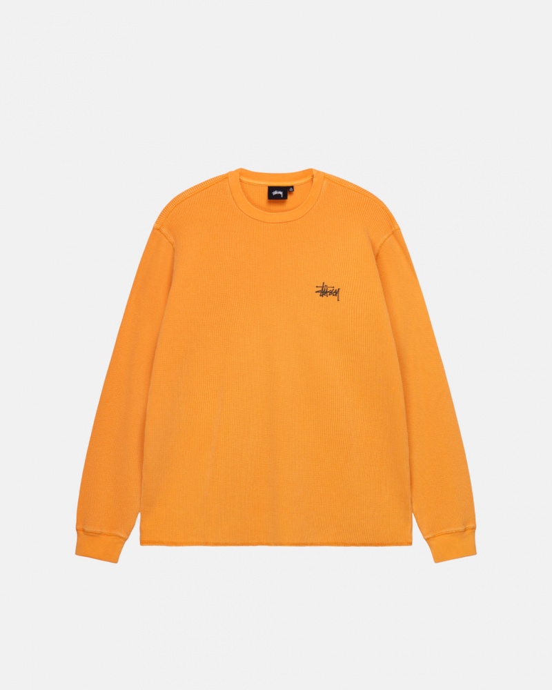 Stussy Basic Stock Ls Thermal - Mens Long Sleeve Knit Abrikos | XDKGW29826