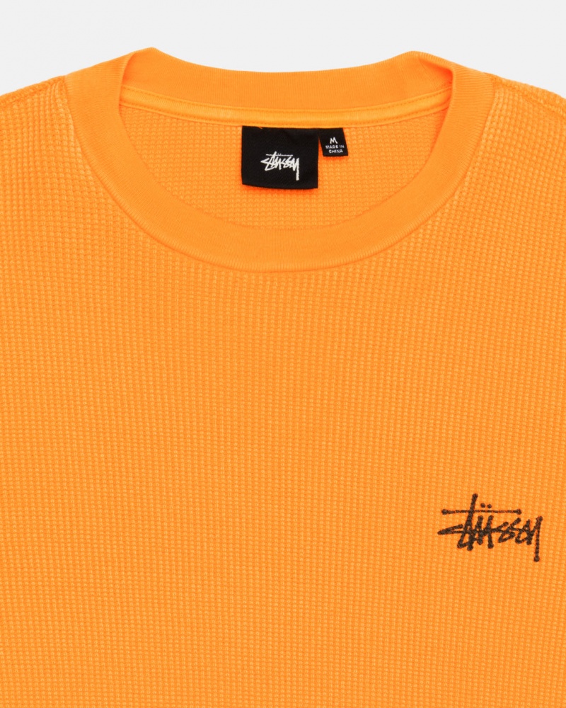 Stussy Basic Stock Ls Thermal - Mens Long Sleeve Knit Abrikos | XDKGW29826