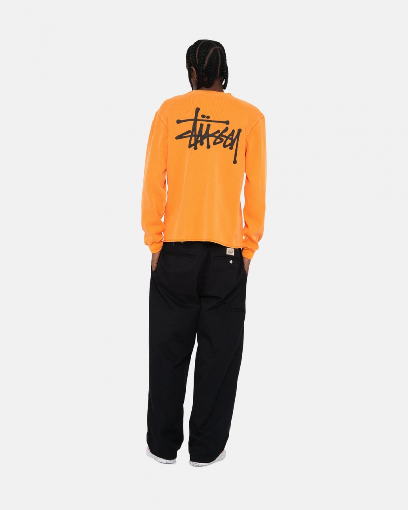 Stussy Basic Stock Ls Thermal - Mens Long Sleeve Knit Abrikos | XDKGW29826